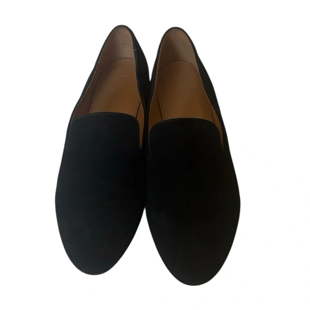 J. Crew Black Suede leather  AA524 Smoking Loafers, size 10